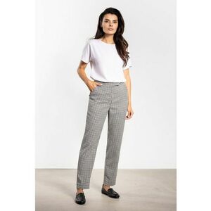 Pantaloni dama - poliester/elastan - carouri alb/negru - croiala clasica - buzunare laterale imagine