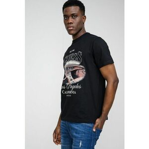 Tricou de bumbac cu imprimeu logo - Alb/Negru/Maro deschis imagine