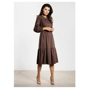 Rochie midi A737 - maneca lunga - ciocolatiu - nylon/spandex imagine