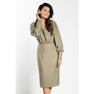 Rochie midi A735 - decolteu in V - verde - rayon|nylon imagine