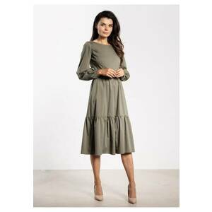 Rochie midi A737 - maneca lunga - verde - nylon/spandex imagine
