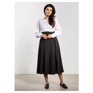 Fusta midi talie inalta - cordon lat - neagra - nylon imagine