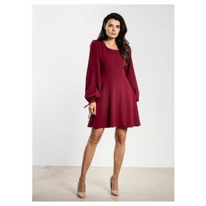 Rochie mini - A741 - evazata - maneca lunga - rosu - poliester-elastan imagine