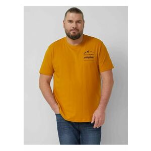 Big Sizes Tricou barbati big sizes - cu decolteu la baza gatului si imprimeu cu text - Galben inchis imagine