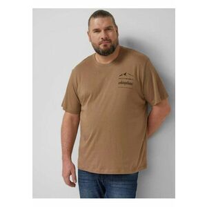Big Sizes Tricou barbati big sizes - cu decolteu la baza gatului si imprimeu cu text - Maro imagine