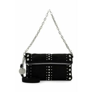 Geanta crossbody cu nituri si bareta din lant - Negru imagine