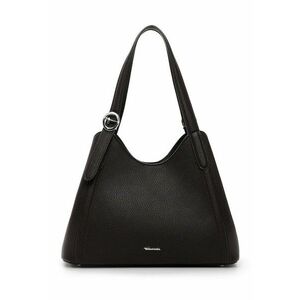 Geanta shopper din piele ecologica cu logo metalic discret - Maro inchis imagine