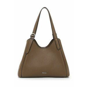 Geanta shopper din piele ecologica cu logo metalic discret - Maro taupe imagine