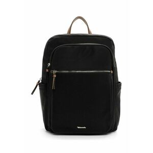 Rucsac din piele ecologica cu compartiment pentru laptop cu buzunare cu fermoar - Negru imagine