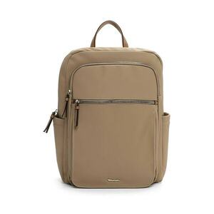 Rucsac din piele ecologica cu compartiment pentru laptop cu buzunare cu fermoar - Maro nisip imagine