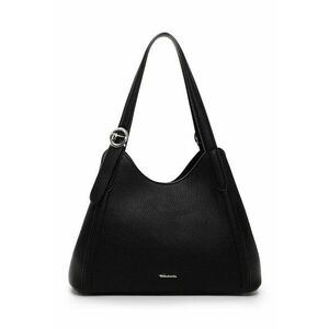 Geanta shopper din piele ecologica cu logo metalic discret - Negru imagine