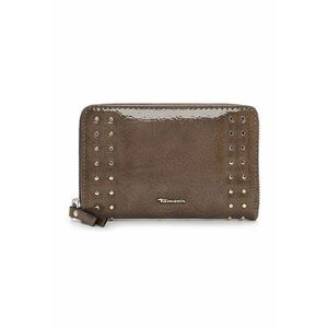 Portofel din piele ecologica cu aplicatii metalice decorative si fermoar - Maro taupe imagine
