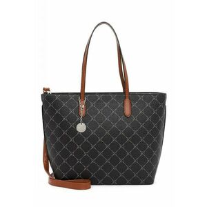 Geanta shopper de piele ecologica cu model logo - Negru/Maro imagine