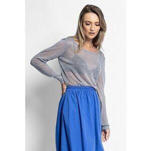 Bluza tricotata fin semitransparenta - Gri deschis/Transparent imagine