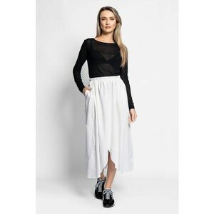 Fusta midi asimetrica cu talie elastica - Alb optic imagine