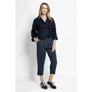 Pantaloni capri cu model cu dungi discrete - Bleumarin imagine