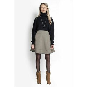 Fusta cu croiala pe bie si model in carouri - Negru/Bej imagine