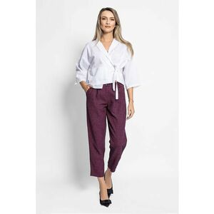 Pantaloni capri din amestec de lana cu talie inalta - Violet pruna imagine