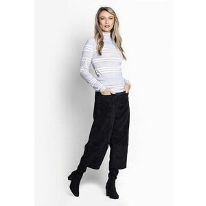 Bluza cu model in dungi si insertii cu fire stralucitoare - Alb/Gri deschis imagine