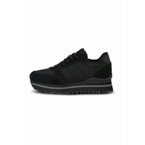 Pantofi sport wedge cu garnituri de piele intoarsa - Negru imagine