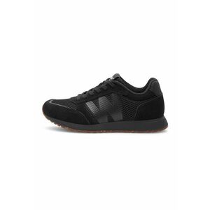 Pantofi sport de piele intoarsa cu garnituri de plasa - Negru imagine