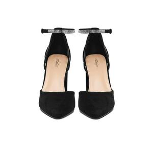 Pantofi dama - cu toc - textil - negri - imagine