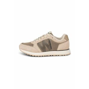 Pantofi sport de piele intoarsa cu garnituri de plasa - Maro taupe/Maro taupe deschis imagine