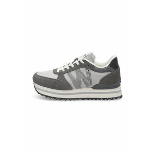 Pantofi sport wedge cu garnituri de piele intoarsa - Gri deschis/Gri cenusiu/Alb murdar imagine