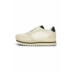 Pantofi sport wedge cu garnituri de piele intoarsa - Maro taupe deschis/Crem imagine