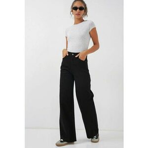 Blugi dama HiCCUP - denim - talie inalta - croiala lejera - negru imagine