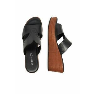 Slapi cu toc dama - piele naturala - negru - imagine