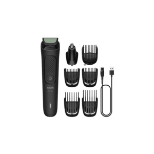 Aparat de tuns barba si parul 7 in 1 Multigroom MG3720/15 - Lame cu ascutire - acumulator - 2 piepteni aspect nebarbierit - 2 piepteni barba - 1 pieptene par - Negru - MG3930/15 imagine