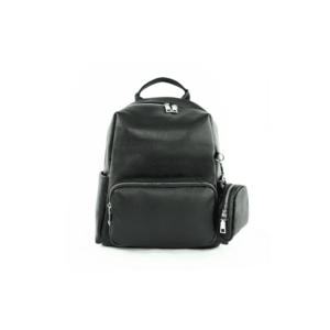 Rucsac dama FV12 Belle - piele naturala - negru - 25x31x12 cm - 2 buzunare exterioare - bretele reglabile - breloc-portfard imagine
