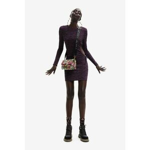 Rochie mini cu decupaj lateral - Violet imagine
