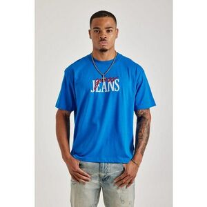 Tricou Barbati - Albastru - Bumbac - Logo Brodat - Oversize Fit 2457 - Albastru imagine