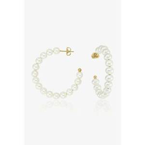 Cercei placati cu aur de 14K decorati cu perle Golden Pearl Hoops 2 Microns - Alb/Auriu imagine