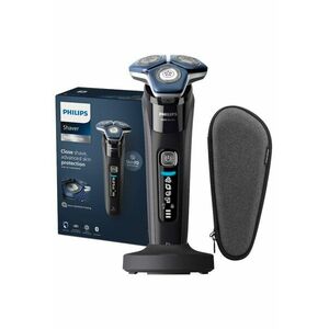Aparat de barbierit Shaver Seria 7000 - barbierit umed/uscat - tehnologie SkinIQ - capete flexibile 360° - display LED - senzor Motion Control - senzor Power Adapt - lame auto-ascutire - 60 min - suport de incarcare - toc de transport - Negru/Albastru imagine