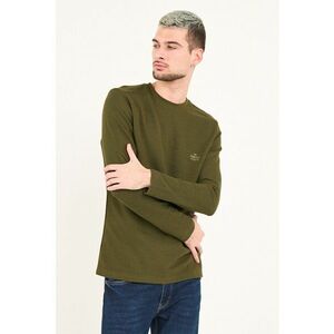 Bluza cu decolteu la baza gatului si model uni - Verde masliniu imagine