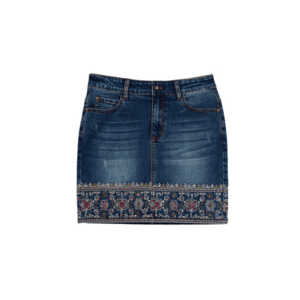 Fusta Dama - Denim - Motiv Floral 2288 - Albastru inchis imagine