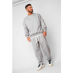 Set Oversized Bluza si pantalon drept din 100% Bumbac - 400gr/mp Premium Edition Grey 20144 - Gri imagine
