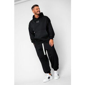 Set Oversized Hanorac si pantalon Baggy din 100% Bumbac - 400gr/mp Premium Edition Black 20181 - Negru imagine