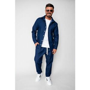 Set Maxwell din denim elastic Camasa si pantalon Premium Blue 20296 - BLUE imagine