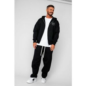Set Oversized Hanorac cu fermoar si pantalon Baloon fit din 100% Bumbac - 400gr/mp Premium Edition Black 20211 - Negru imagine