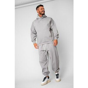 Set Oversized Hanorac si pantalon Baggy din 100% Bumbac - 400gr/mp Premium Edition Grey 20191 - Gri imagine