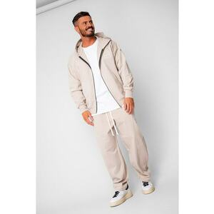 Set Oversized Hanorac cu fermoar si pantalon Baloon fit din 100% Bumbac - 400gr/mp Premium Edition Beige 20226 - Bej imagine