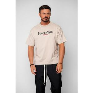 Tricou Regular Attack On Beige 19841 - Negru imagine