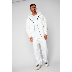 Set Oversized Hanorac cu fermoar si pantalon Baloon fit din 100% Bumbac - 400gr/mp Premium Edition Off White 20216 - Alb imagine