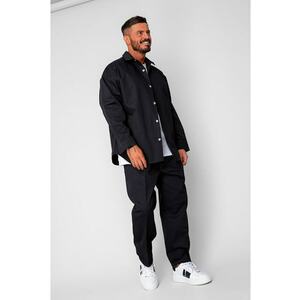 Set Oversized Camasa si pantalon drept din 100% Bumbac - Premium Edition Navy 20261 - Negru imagine
