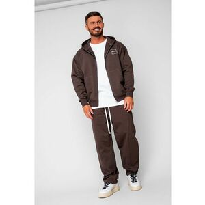 Set Oversized Hanorac cu fermoar si pantalon Baloon fit din 100% Bumbac - 400gr/mp Premium Edition Brown 20221 - Maro imagine
