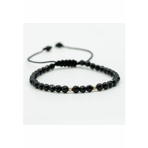 Bratara cu 2 bile de Aur 14k si pietre semipretioase Onix negru fatetat - Ajustabila imagine